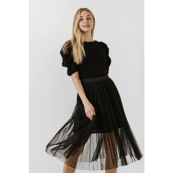 English Factory Puff Short Sleeve Sweater Sweatshirts & Sweaters Black - Image 4