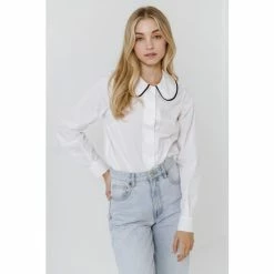 English Factory Peter Pan Collar Shirt Tops White