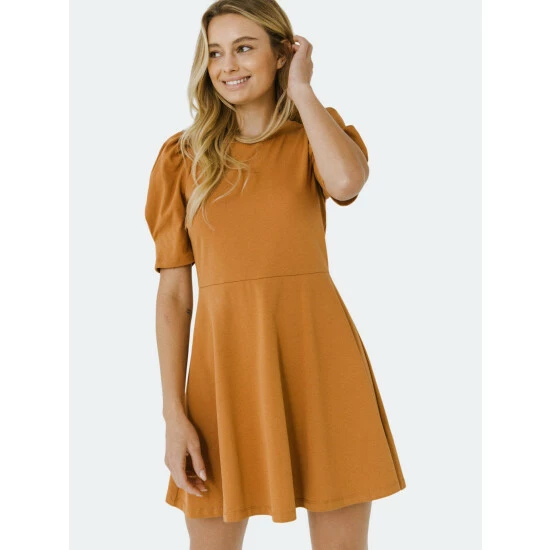 English Factory Short Puff Sleeve Mini Dress Dresses Brown - Image 2