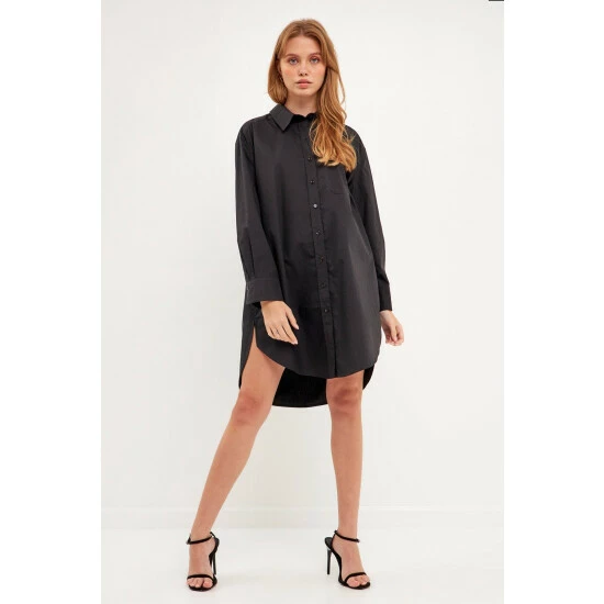 English Factory Classic Collared Dress Shirt Dresses Fuchsia - Image 6