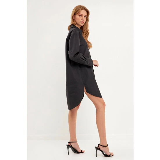 English Factory Classic Collared Dress Shirt Dresses Fuchsia - Image 7