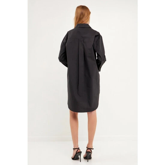 English Factory Classic Collared Dress Shirt Dresses Fuchsia - Image 8