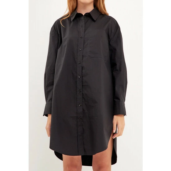 English Factory Classic Collared Dress Shirt Dresses Fuchsia - Image 9