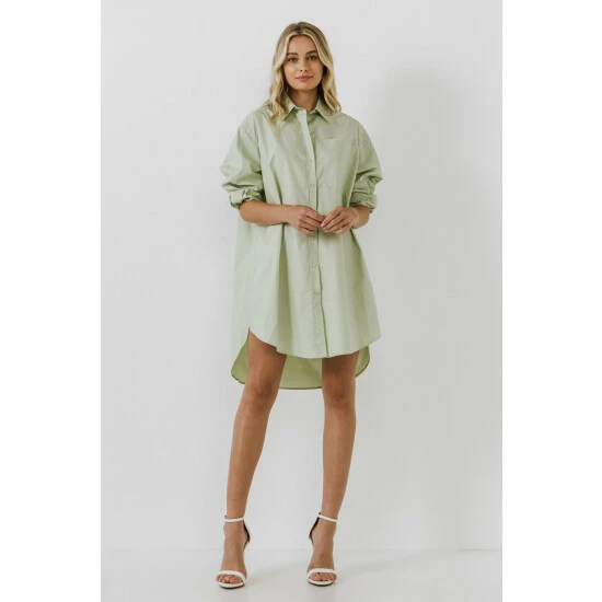 English Factory Classic Collared Dress Shirt Dresses Fuchsia - Image 10