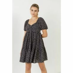 English Factory Floral Mini Dress Dresses Black/pink