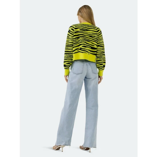 English Factory Tiger Knit Cardigan Sweatshirts & Sweaters Fuchsia/black - Image 8