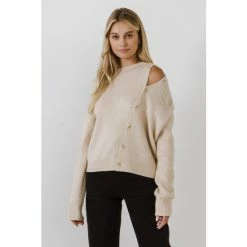 English Factory Sweater With Button Detail Sweatshirts & Sweaters Cream