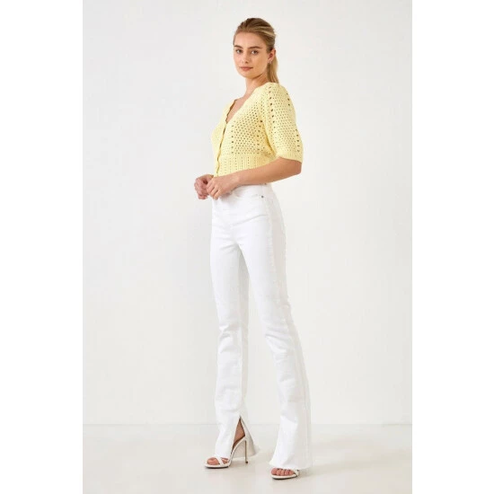 English Factory Crochet Cropped Cardigan Sweatshirts & Sweaters Ivory - Image 6