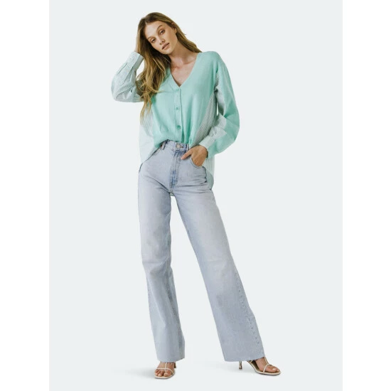 English Factory Mixed Media Cardigan Sweatshirts & Sweaters Mauve - Image 2