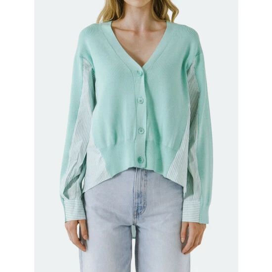 English Factory Mixed Media Cardigan Sweatshirts & Sweaters Mauve - Image 5