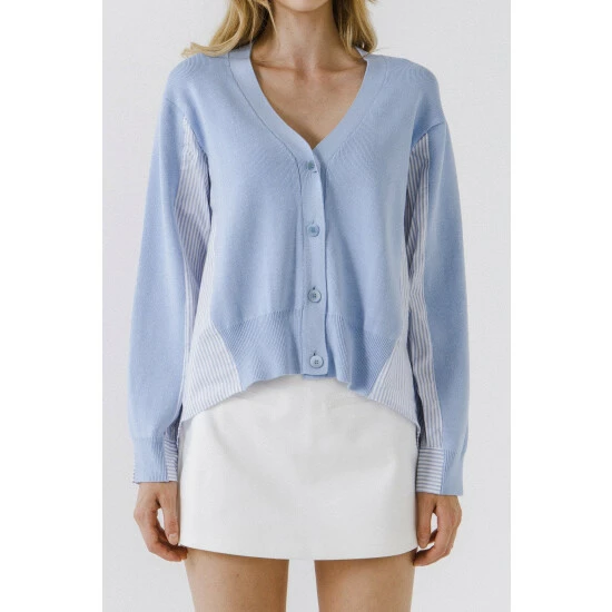 English Factory Mixed Media Cardigan Sweatshirts & Sweaters Mauve - Image 10