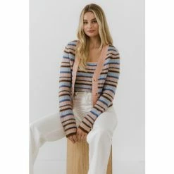 English Factory Knit Stripe Cardigan Sweatshirts & Sweaters Multi