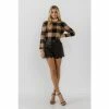 English Factory Lace Detail Checkered Sweater Sweatshirts & Sweaters Tan/black