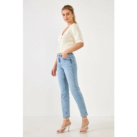 English Factory Crochet Cropped Cardigan Sweatshirts & Sweaters Ivory - Image 10