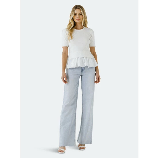 English Factory Mix Media Sweater Sweatshirts & Sweaters White - Image 2