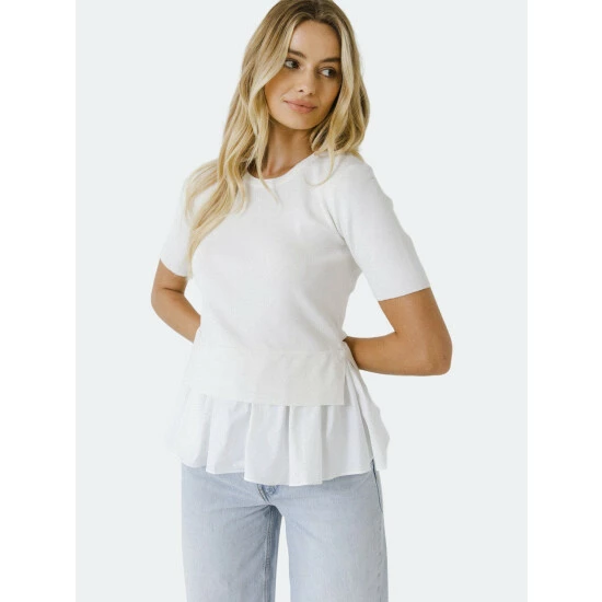 English Factory Mix Media Sweater Sweatshirts & Sweaters White - Image 4