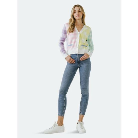 English Factory Multi Color Gingham Cardigan Sweatshirts & Sweaters 4 English Factory Multi Color Gingham Cardigan Sweatshirts & Sweaters - Image 4