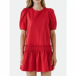 English Factory Puff Sleeve Mini Dress Dresses Red