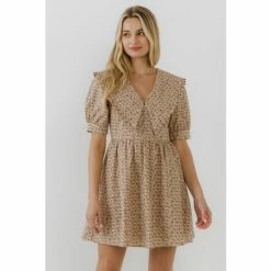 English Factory Statement Collared Mini Dress Dresses Tan