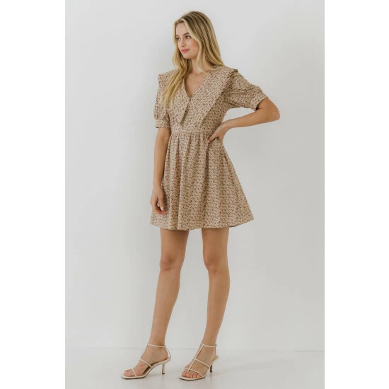 English Factory Statement Collared Mini Dress Dresses Tan - Image 4