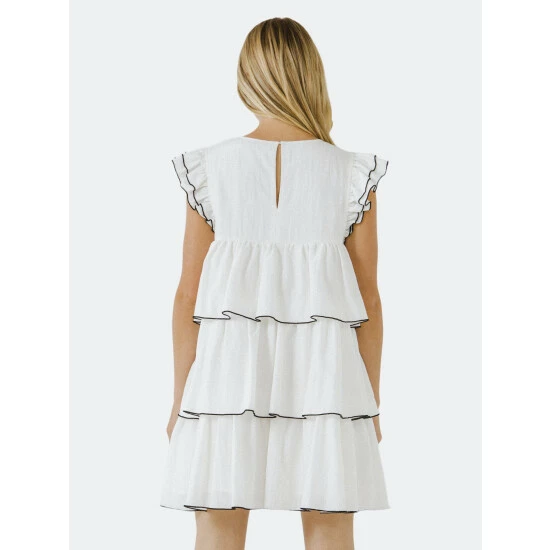English Factory Contrast Detail Babydoll Dress Dresses White - Image 3