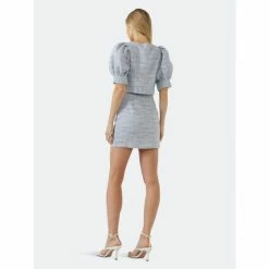 English Factory Button-Down Tweed Cropped Top Tops Blue -English Factory Shop unnamed file 2746