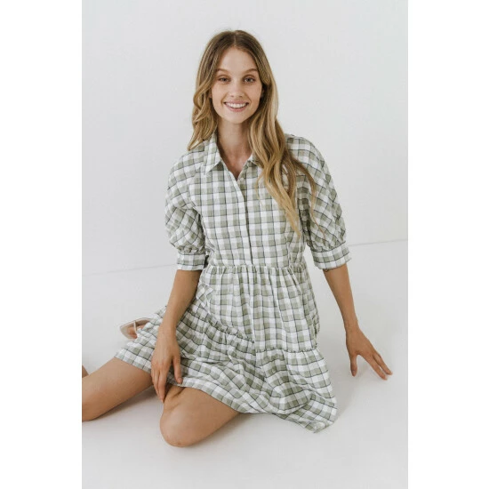 English Factory Plaid Mini Dress Dresses Green 2 English Factory Plaid Mini Dress Dresses Green - Image 2