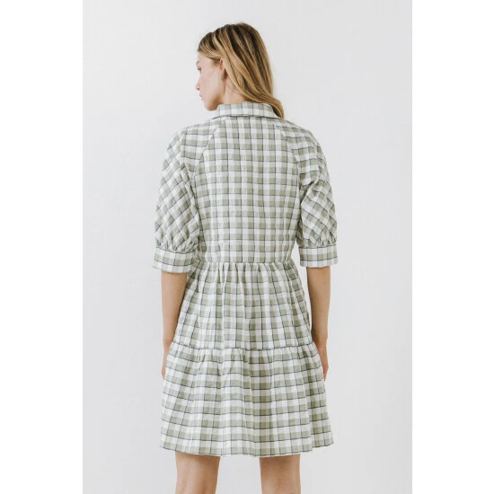 English Factory Plaid Mini Dress Dresses Green 4 English Factory Plaid Mini Dress Dresses Green - Image 4