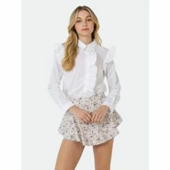 English Factory Ruffled Shirt Tops White