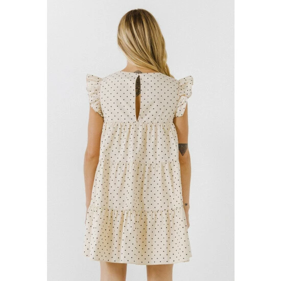 English Factory Polka Dot Babydoll Dress Dresses Beige 4 English Factory Polka Dot Babydoll Dress Dresses Beige - Image 4
