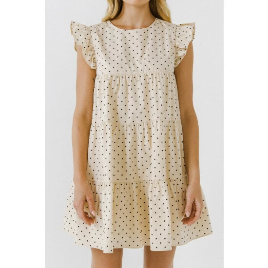 English Factory Polka Dot Babydoll Dress Dresses Beige 5 English Factory Polka Dot Babydoll Dress Dresses Beige - Image 5
