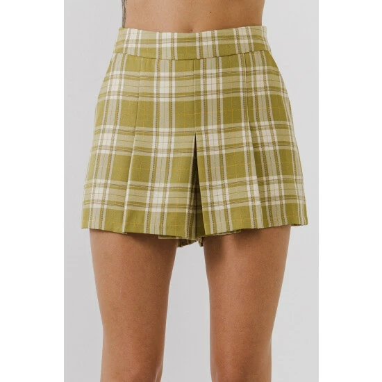 English Factory Plaid Mini Skort Skirts Green Multi