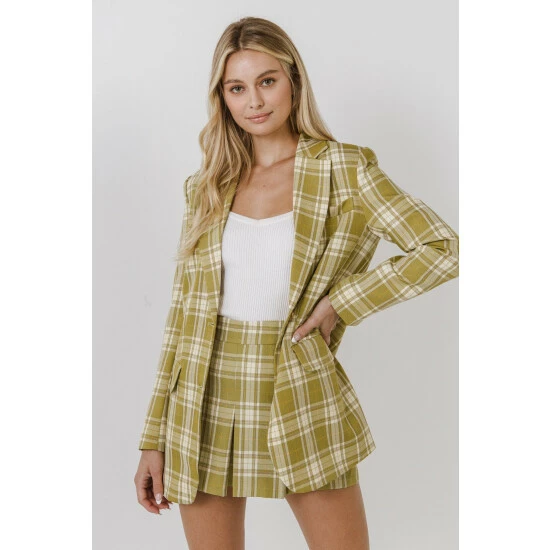 English Factory Plaid Mini Skort Skirts Green Multi - Image 2