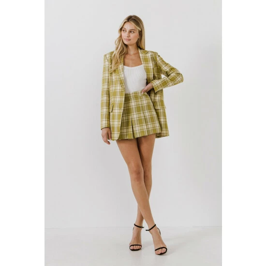 English Factory Plaid Mini Skort Skirts Green Multi - Image 4