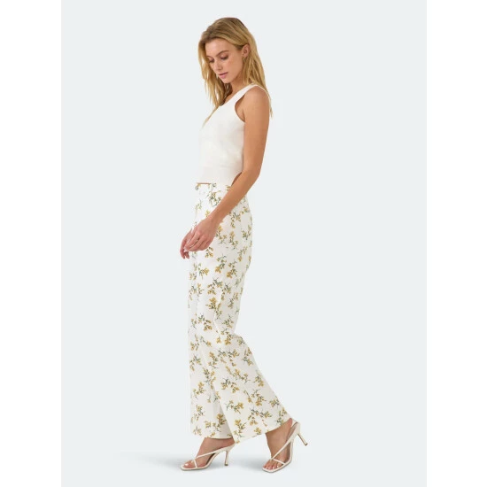 English Factory Floral Straight Leg Pants White Multi - Image 2
