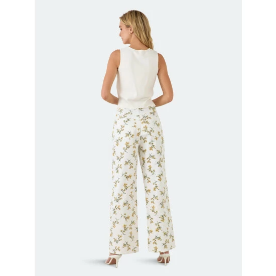 English Factory Floral Straight Leg Pants White Multi - Image 3
