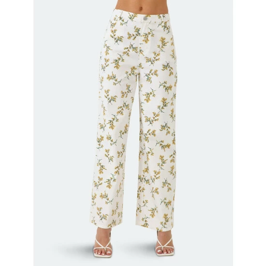 English Factory Floral Straight Leg Pants White Multi - Image 4