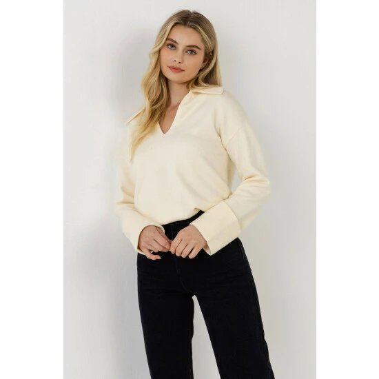 English Factory Knit Pullover Sweatshirts & Sweaters Cream