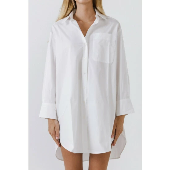 English Factory Classic Collared Dress Shirt Tops Lavender - Image 5