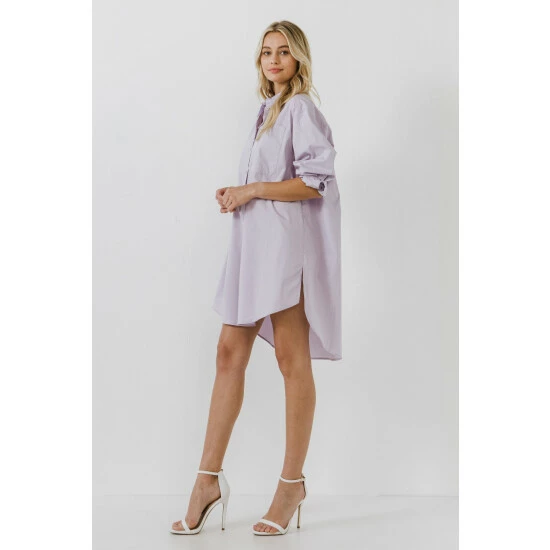 English Factory Classic Collared Dress Shirt Tops Lavender - Image 7