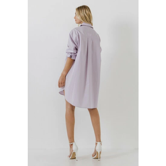 English Factory Classic Collared Dress Shirt Tops Lavender - Image 8