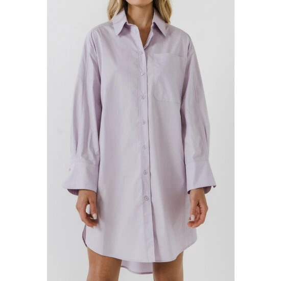 English Factory Classic Collared Dress Shirt Tops Lavender - Image 9