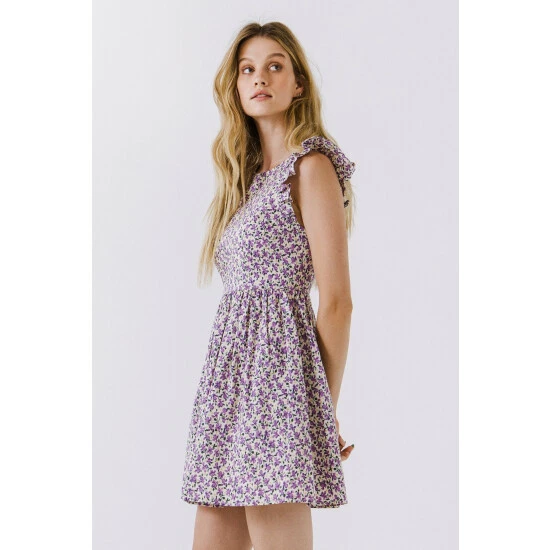 English Factory Floral Print Mini Dress Dresses Beige Multi 3 English Factory Floral Print Mini Dress Dresses Beige Multi - Image 3