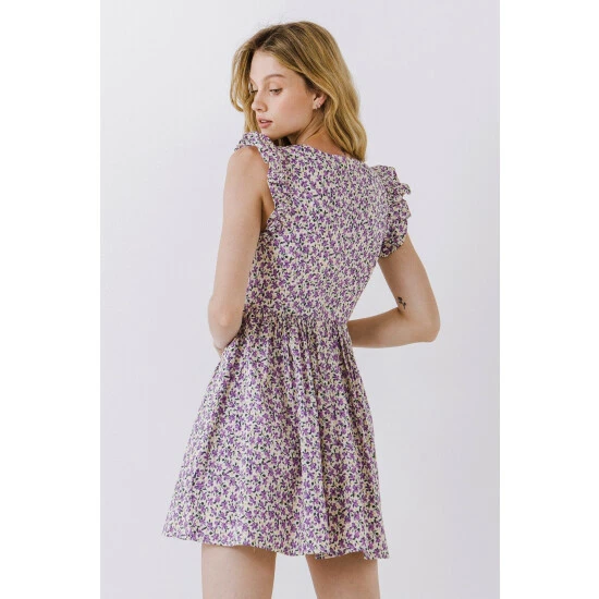 English Factory Floral Print Mini Dress Dresses Beige Multi 4 English Factory Floral Print Mini Dress Dresses Beige Multi - Image 4
