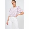English Factory Plaid Top With Ruffles Tops White/purple