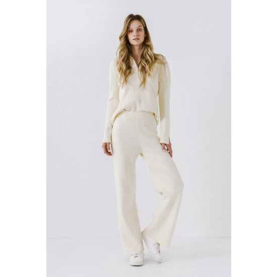 English Factory Polo Collar Knit Sweater Sweatshirts & Sweaters Ivory - Image 2