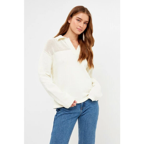 English Factory Chenille Sweatshirt Sweatshirts & Sweaters Cream - Image 2