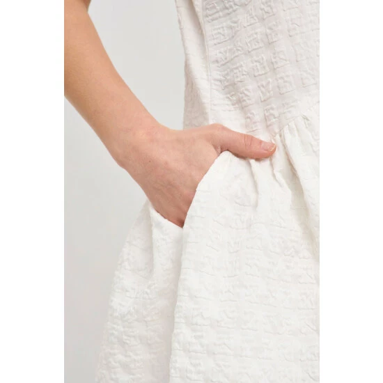 English Factory Back Tie Jacquard Puff Dress Dresses Lavender - Image 6