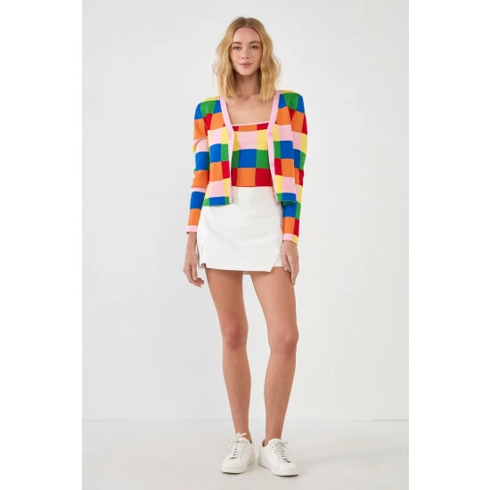 English Factory Multi Color Gingham Cardigan Sweatshirts & Sweaters 2 English Factory Multi Color Gingham Cardigan Sweatshirts & Sweaters - Image 2