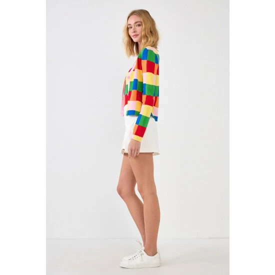 English Factory Multi Color Gingham Cardigan Sweatshirts & Sweaters 3 English Factory Multi Color Gingham Cardigan Sweatshirts & Sweaters - Image 3